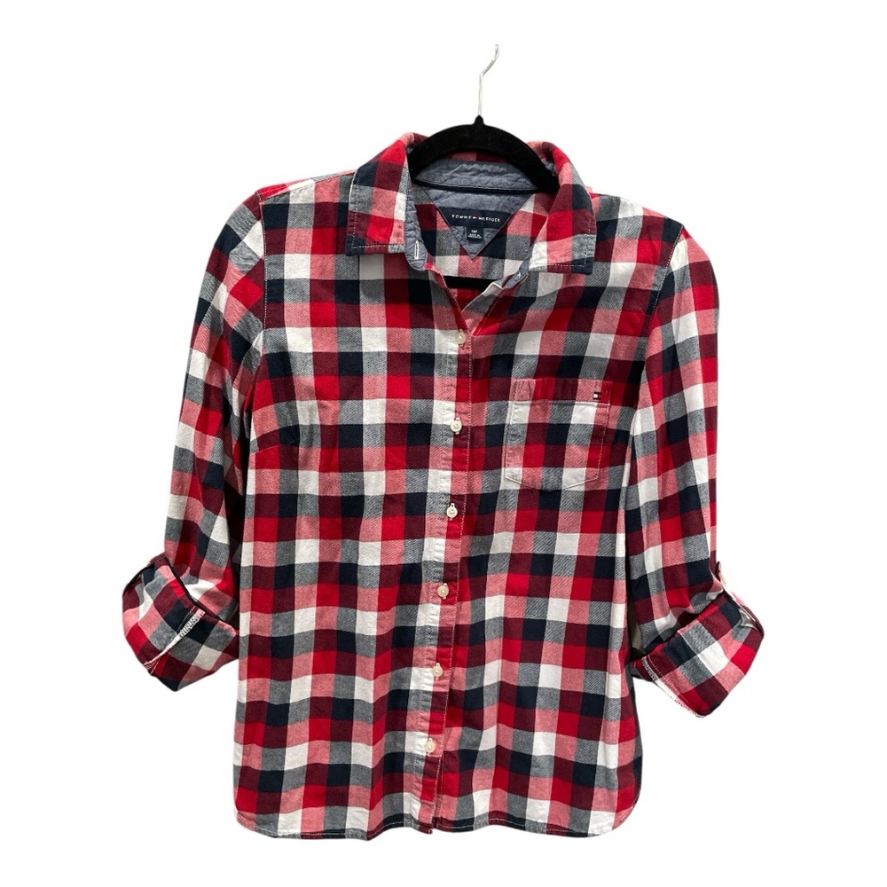 ✨TOMMY HILFIGER WOMENS PLAID BUTTON DOWN SHIRT •SIZE SMALL ✨